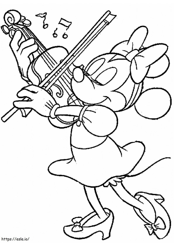 Minnie Mouse speelt viool kleurplaat