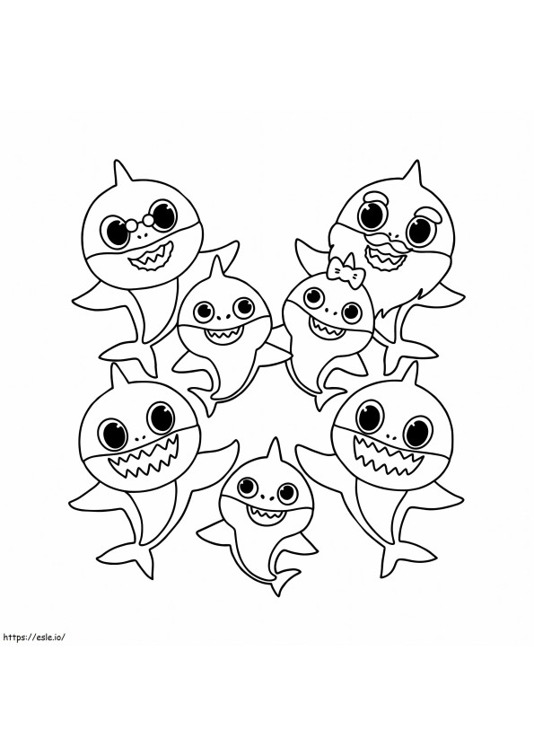 Big Family Of Baby Shark coloring page