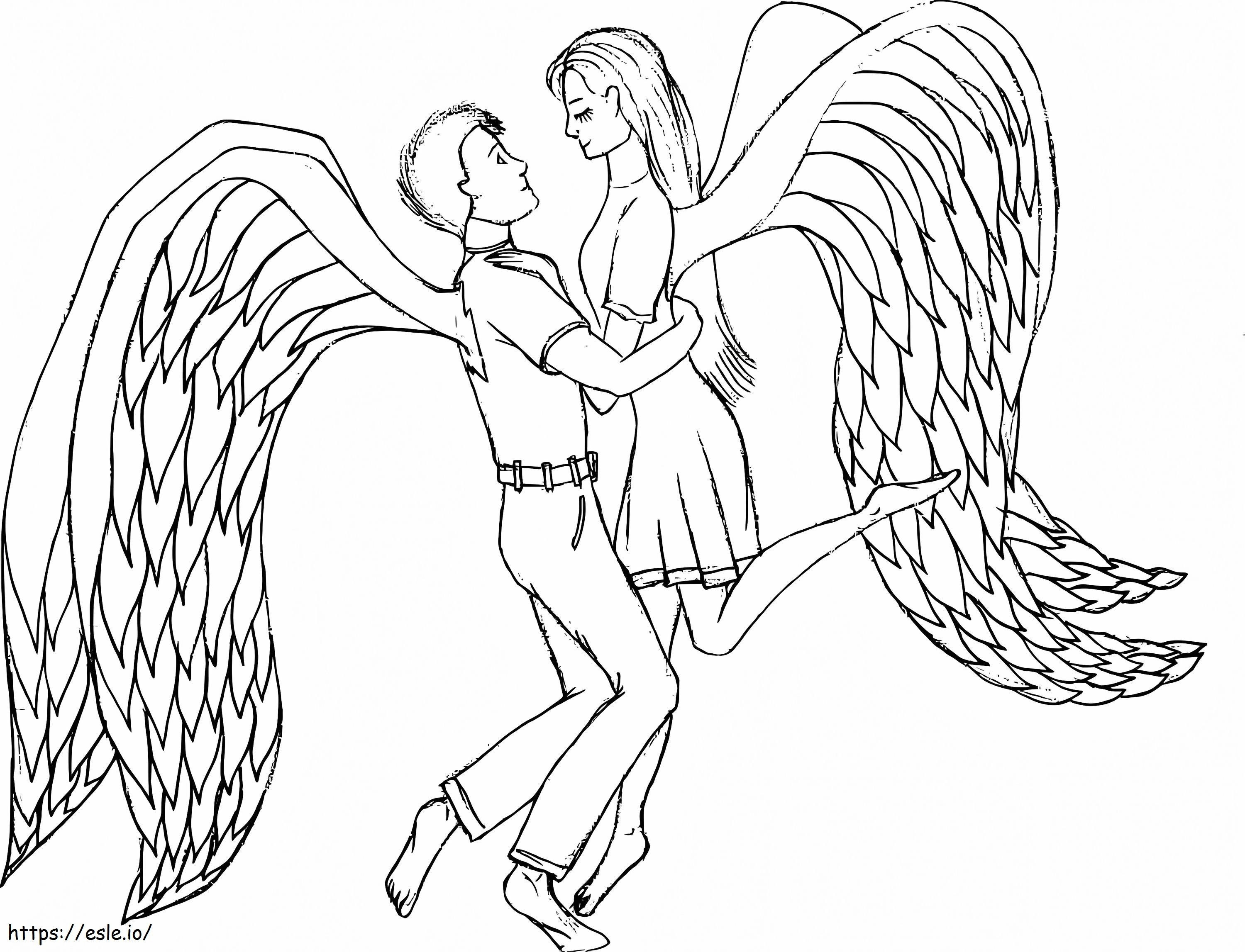 Coloriage L'amour des anges à imprimer dessin