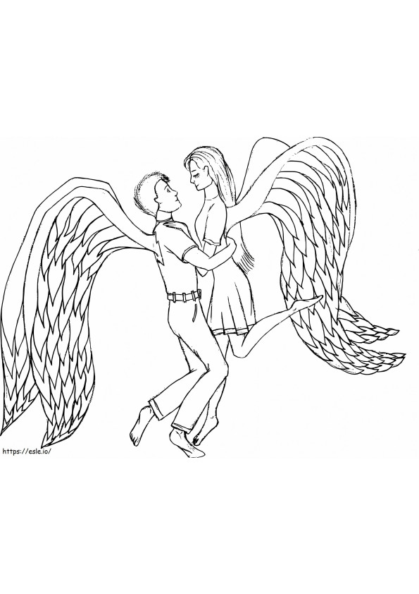 Coloriage L'amour des anges à imprimer dessin
