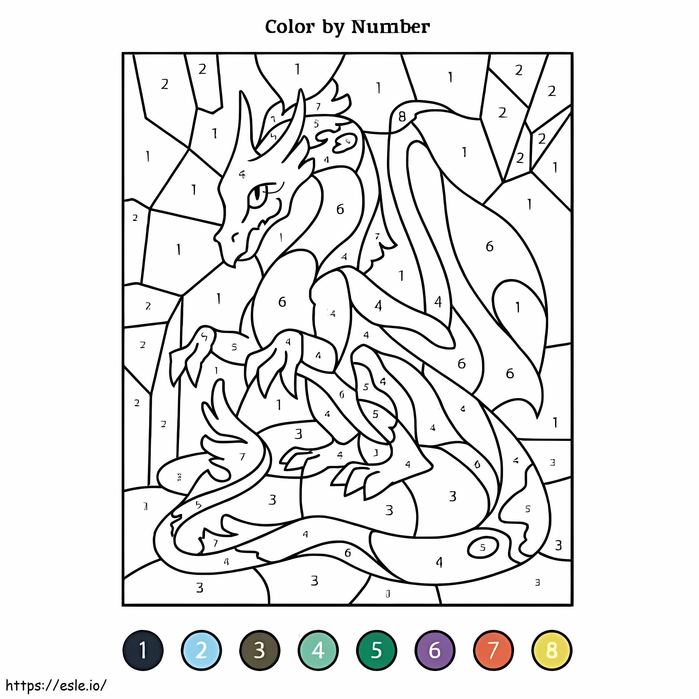 Coloriage Couleur de dragon cool par numéro à imprimer dessin