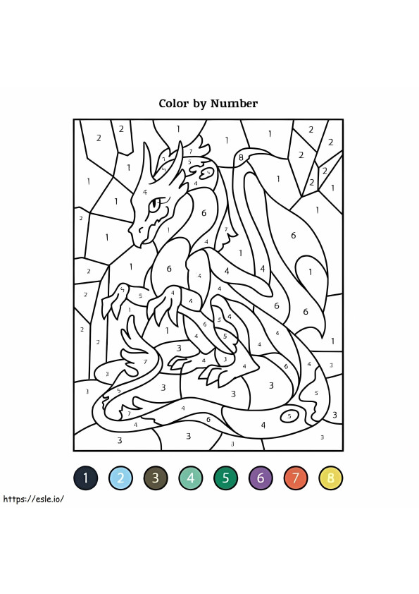 Fantastico colore del drago per numero da colorare