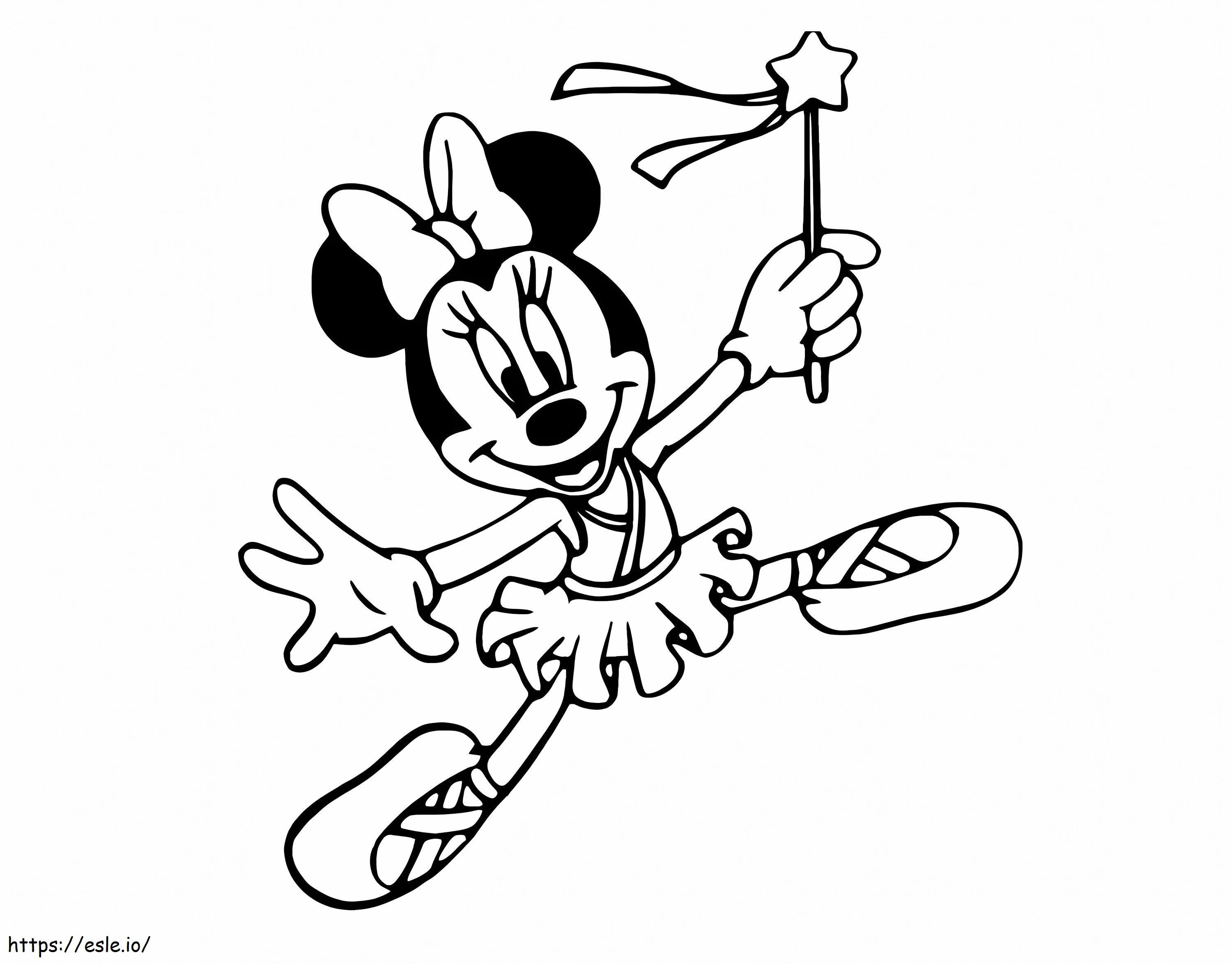 Salta Minnie Mouse tenendo la bacchetta magica da colorare