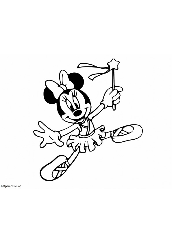 Jump Minnie Mouse Holding The Magic Wand coloring page