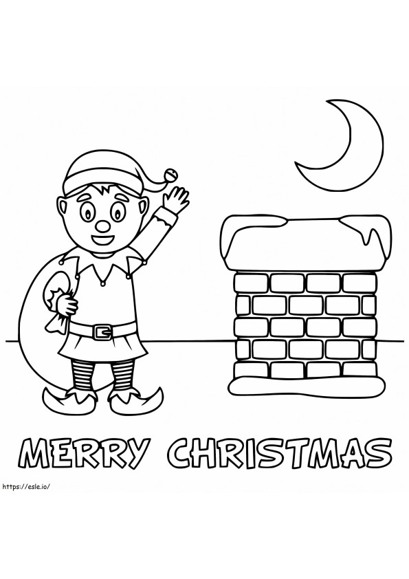 Cute Christmas Elf coloring page