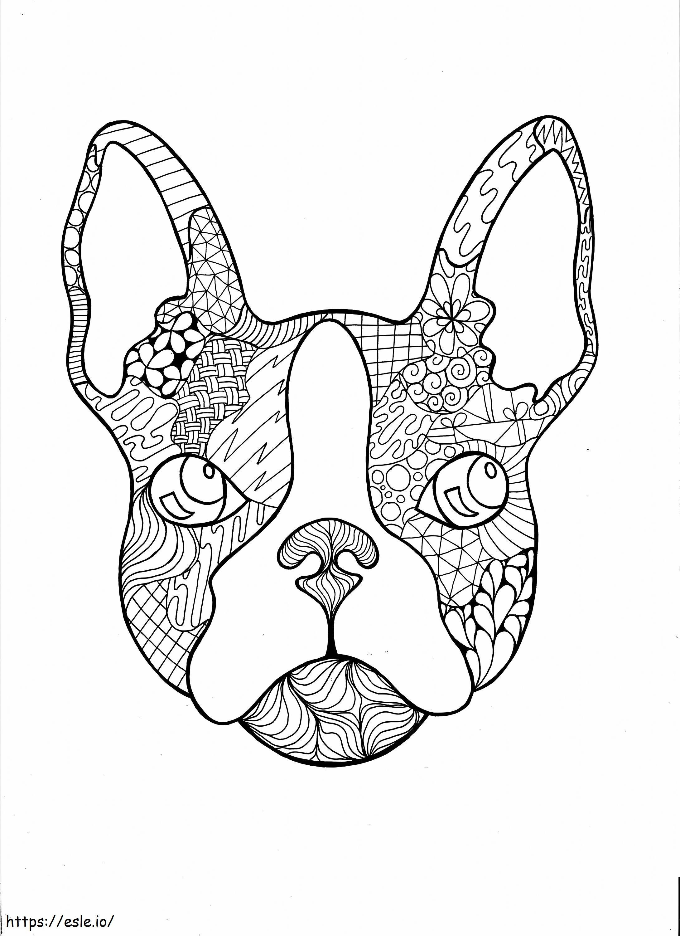 Bulldog Francés Zentangle Geschaald kleurplaat kleurplaat