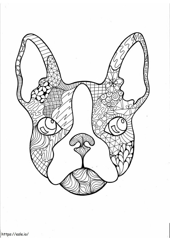 Bulldog Francés Zentangle em escala para colorir