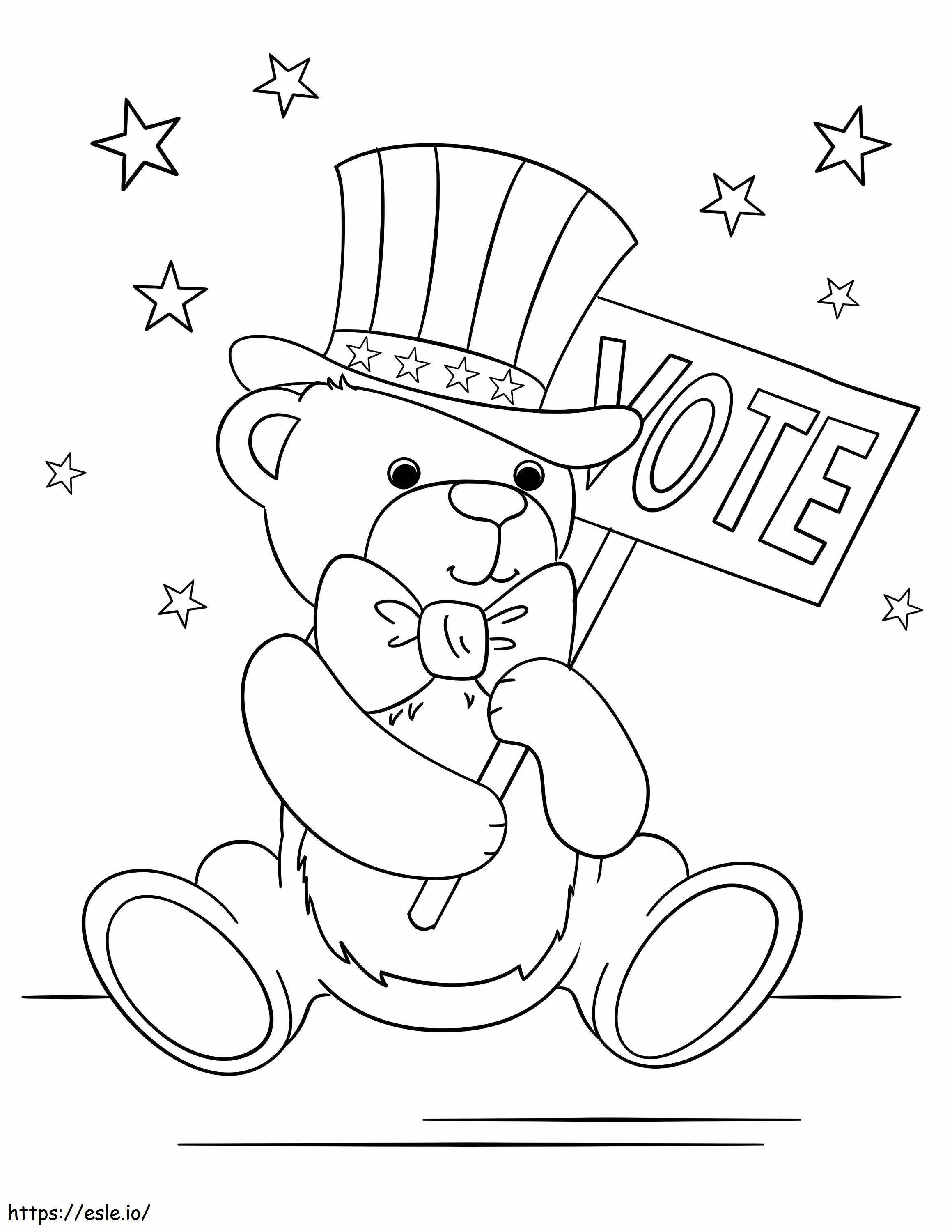 Teddy Bear Patriotic coloring page