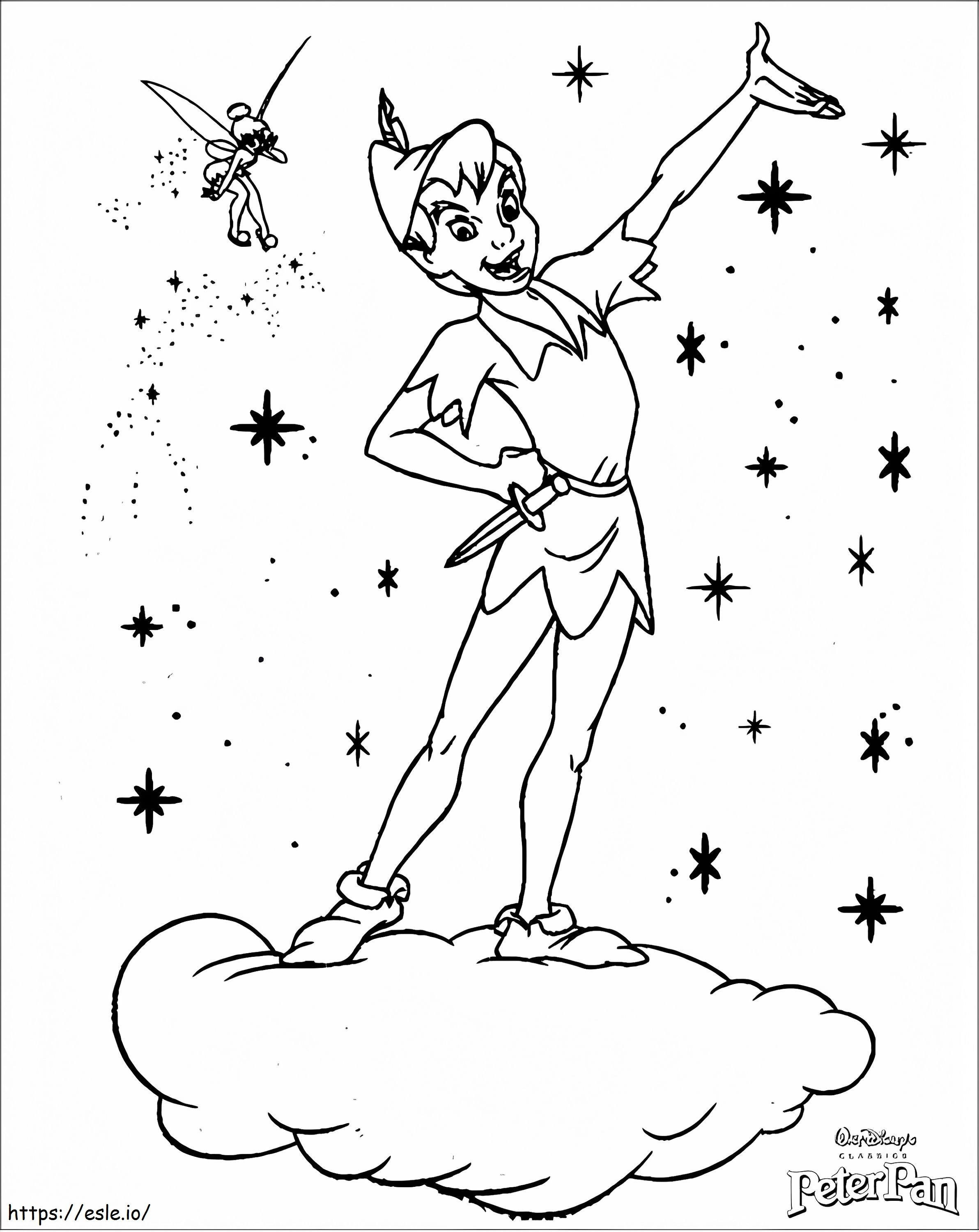 Peter Pan e Tinkerbell com estrela para colorir