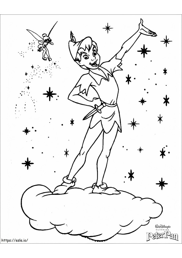 Peter Pan și Tinkerbell Con Star de colorat