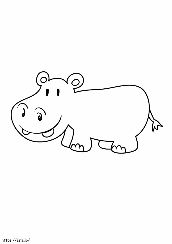 Cute Smiling Hippopotamus coloring page