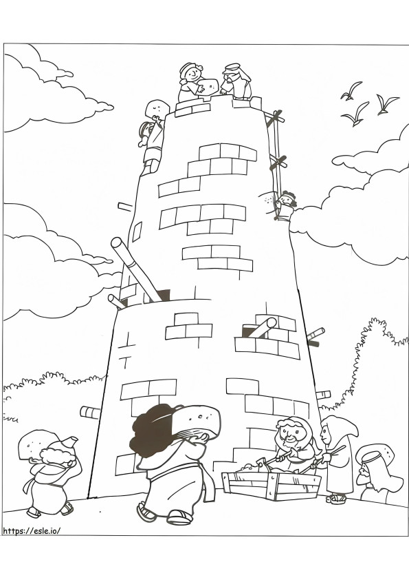 バベルの塔を建てる ぬりえ - 塗り絵