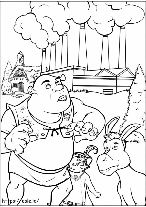 1532704858 Shrek With Donkey And Puss A4 coloring page