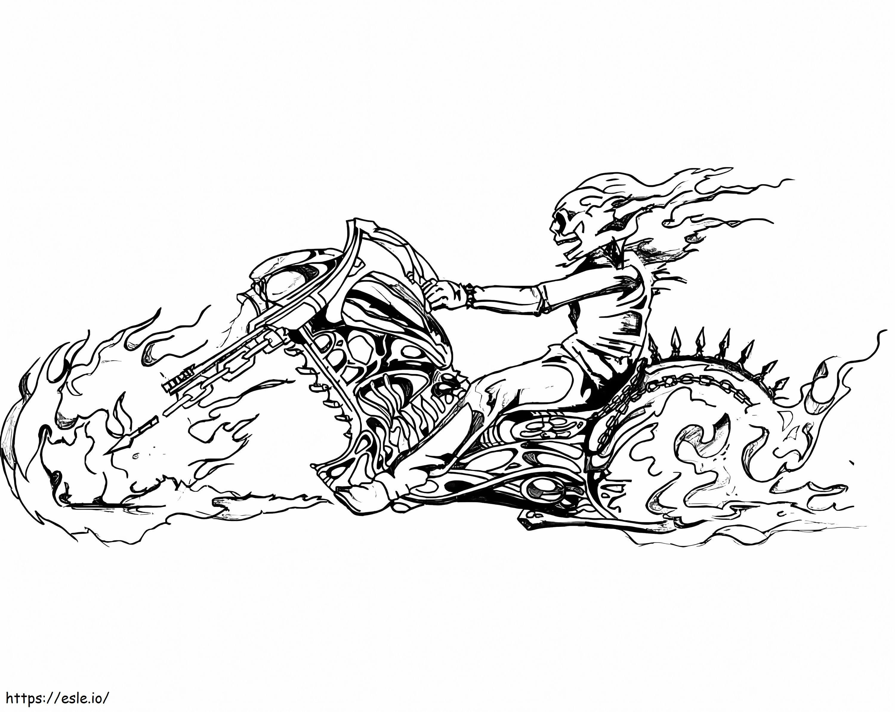Ghost Rider On Moto coloring page