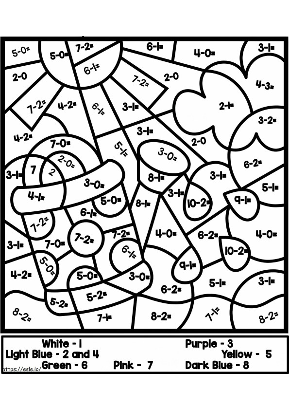 Subtraction Color By Number For Children coloring page