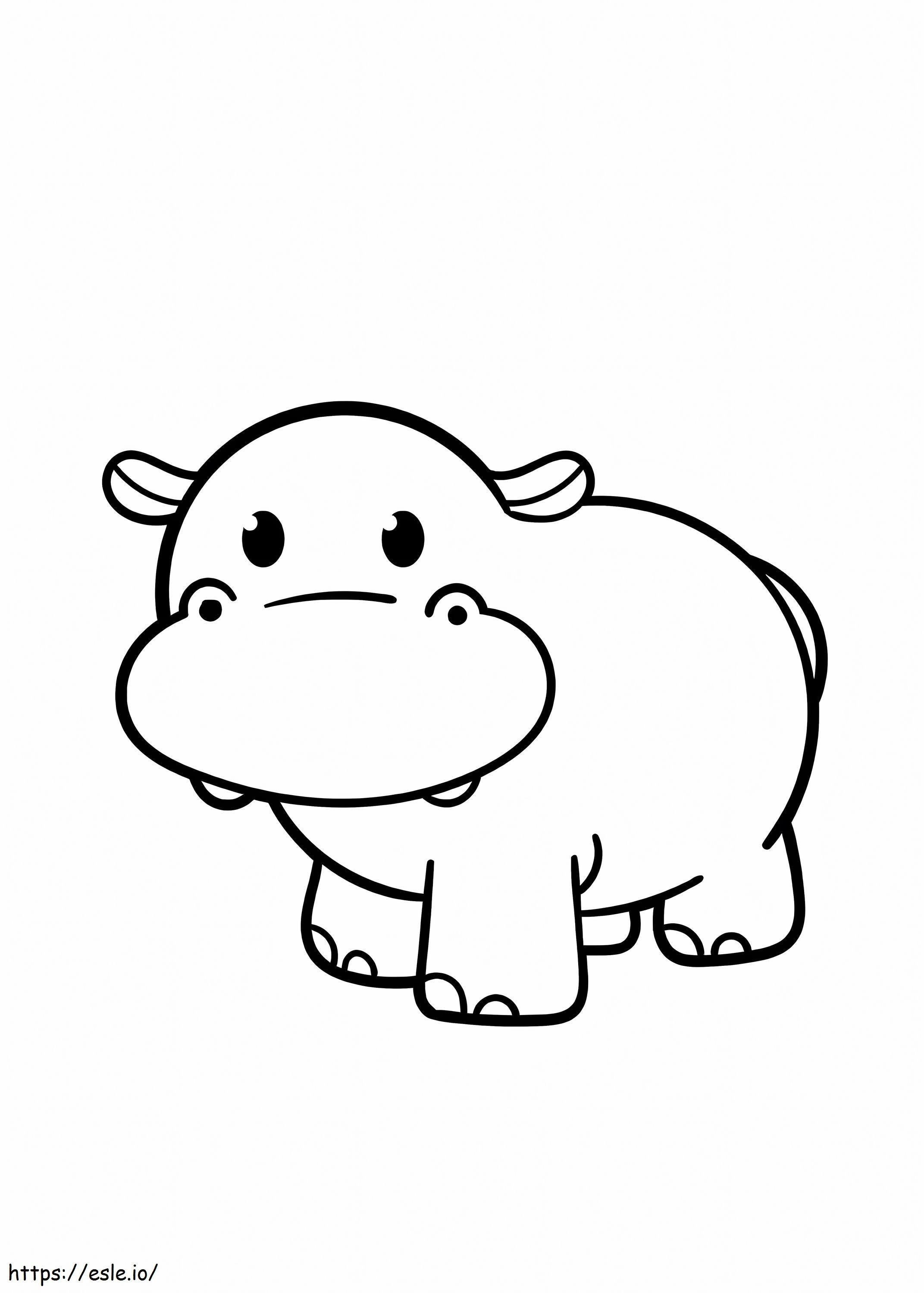 Coloriage Adorable hippopotame à imprimer dessin