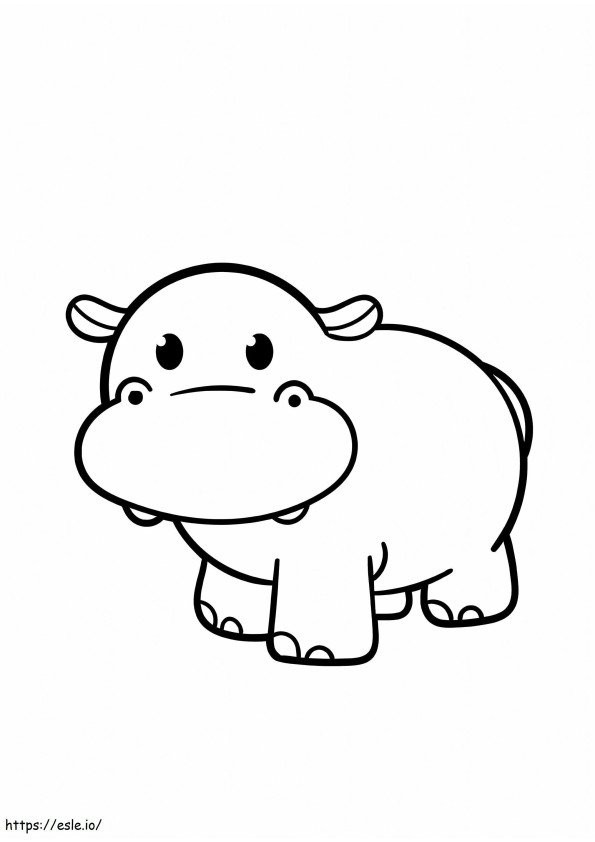 Coloriage Adorable hippopotame à imprimer dessin