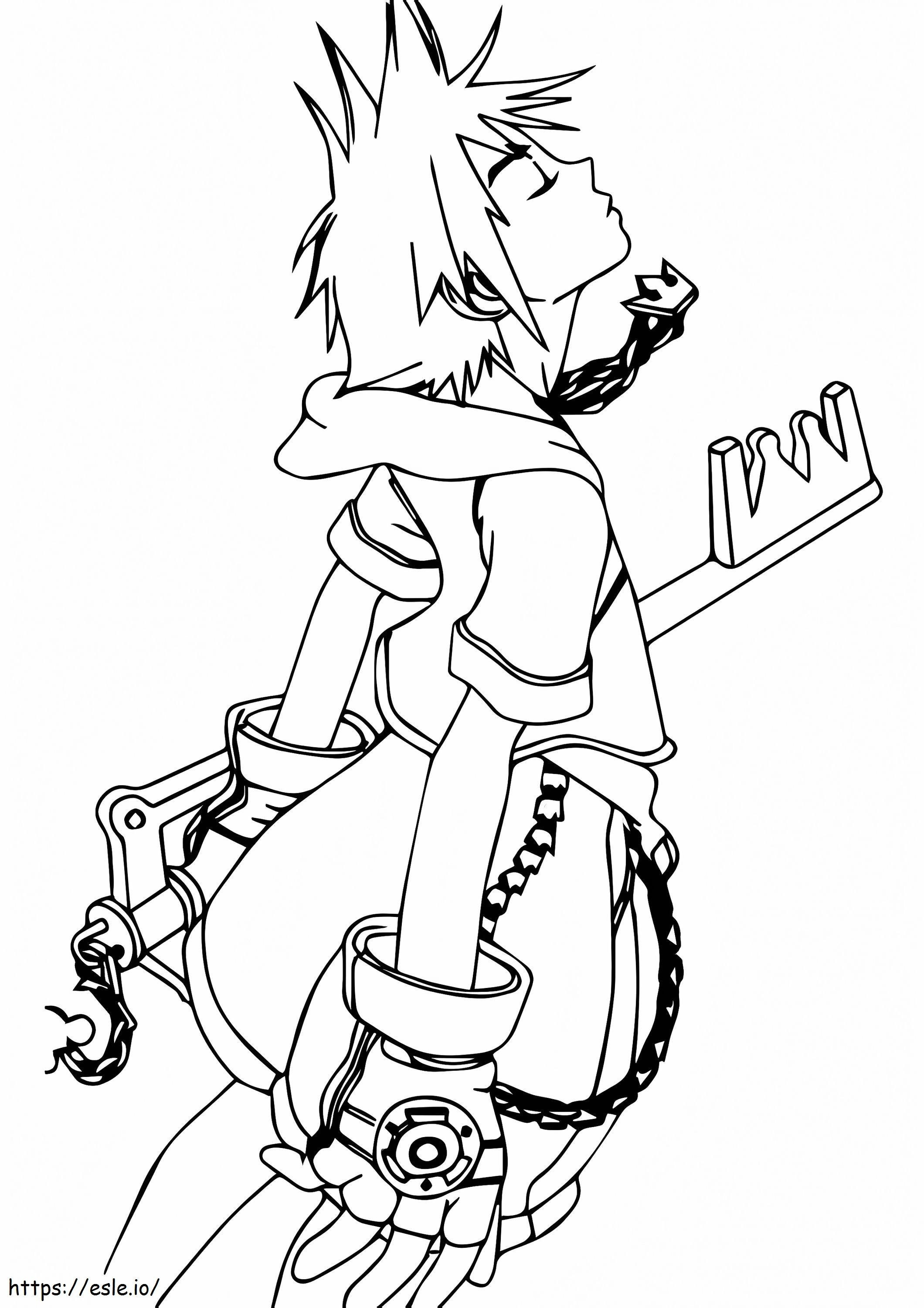 Sora With Key Blade coloring page