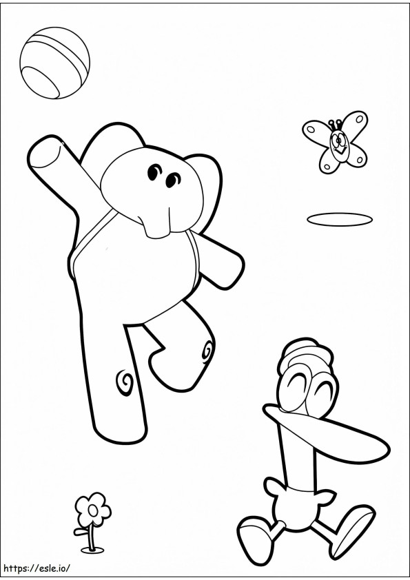 Pato e Elly para colorir