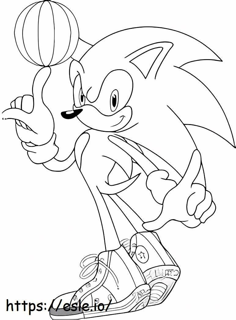 Sonic jogando basquete para colorir