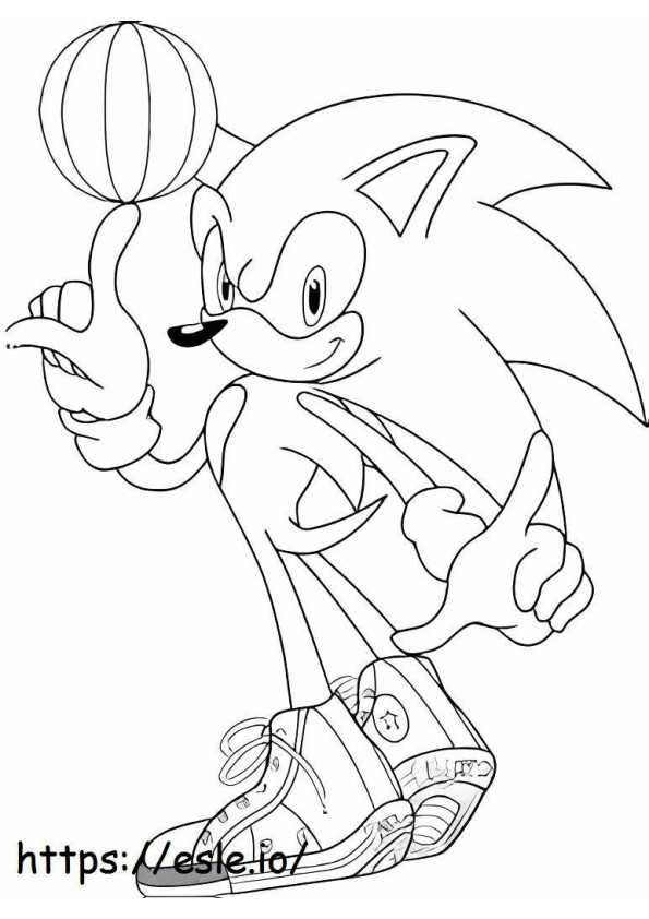 Sonic jugando baloncesto para colorear