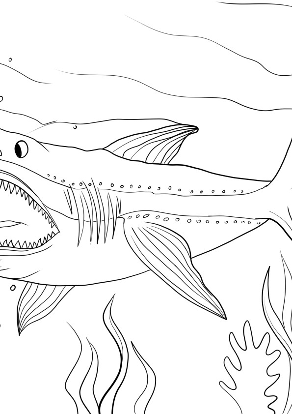 Megalodon-haai om gratis af te drukken en te kleuren of te downloaden