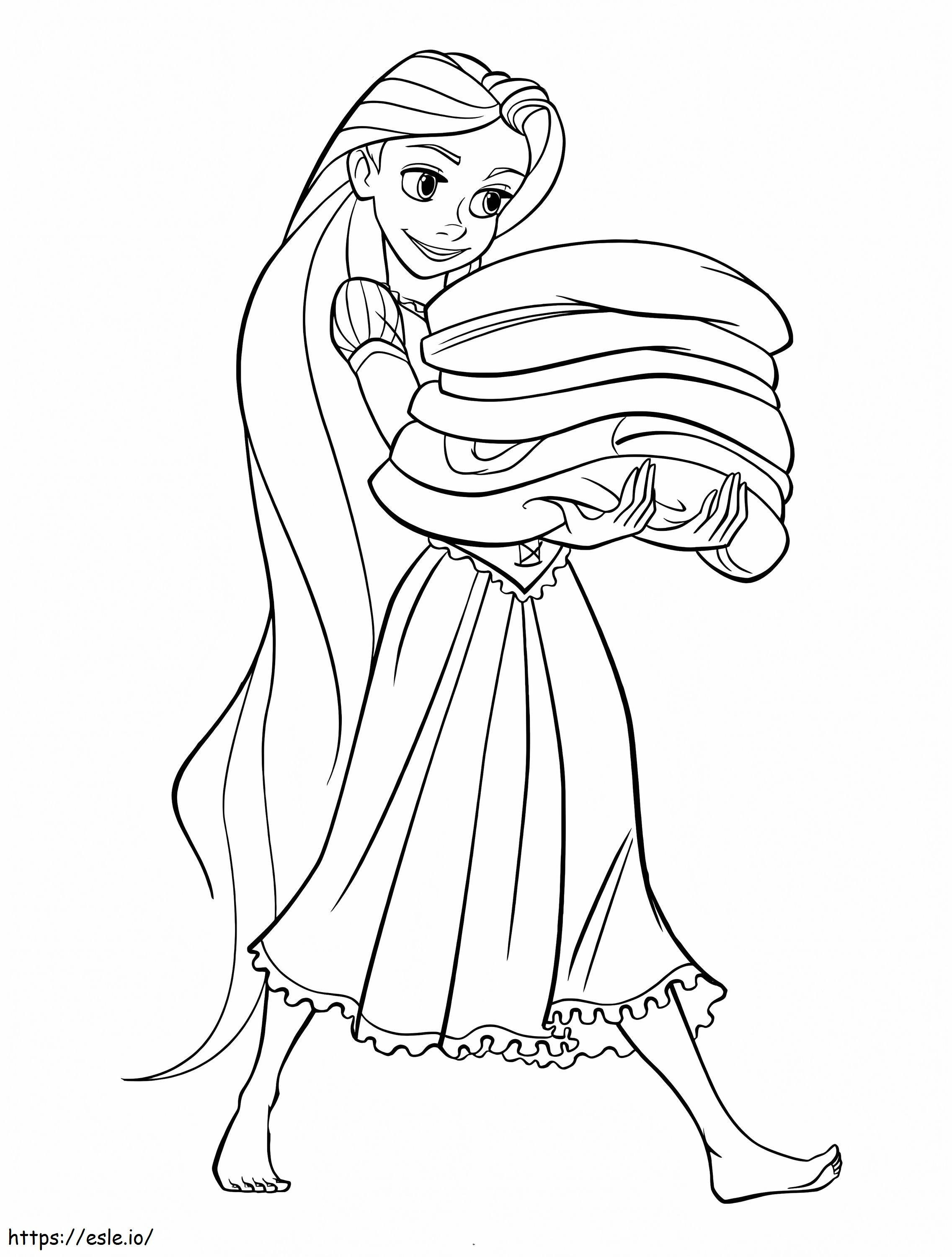 La principessa Rapunzel sta pulendo da colorare
