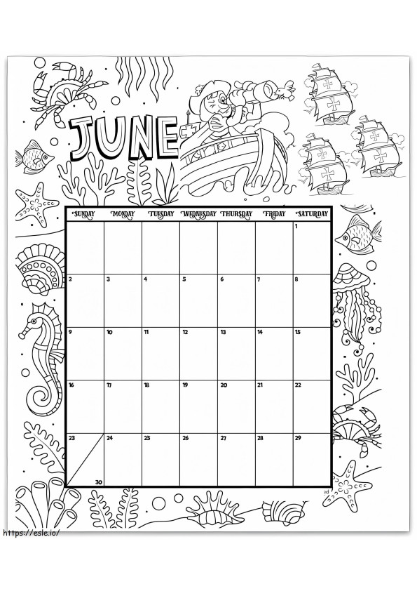 Calendário 2 de junho para colorir