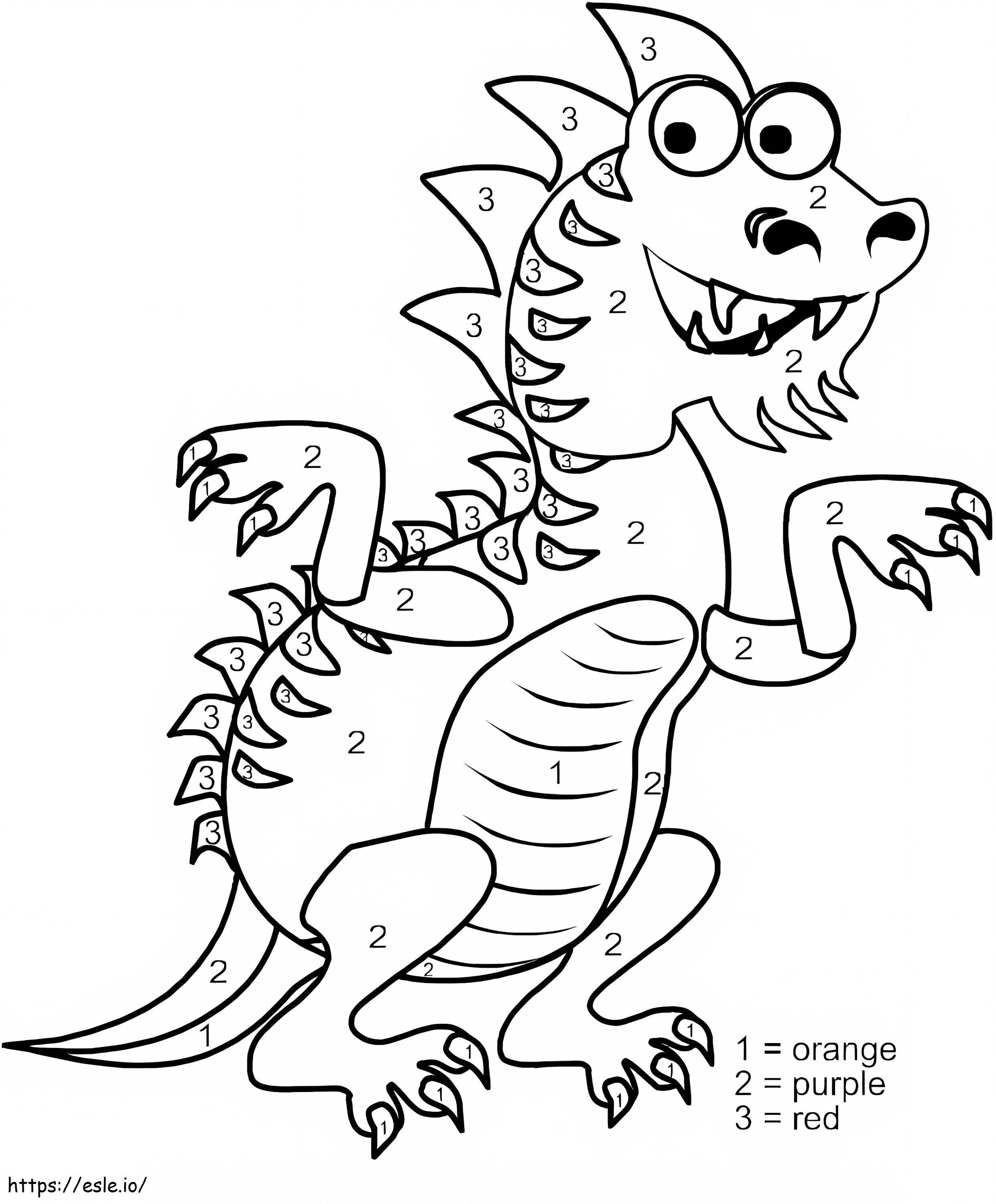 Fun Dragon Color By Number coloring page