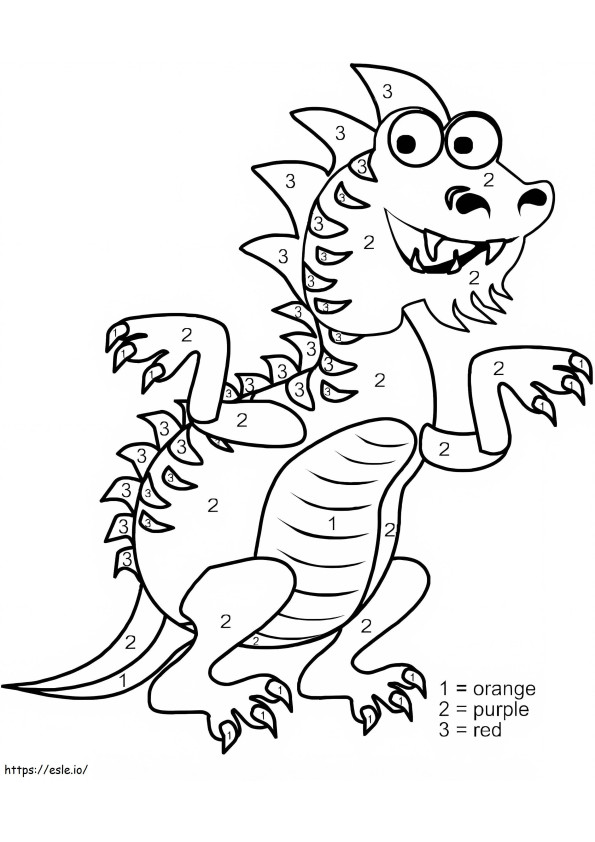 Cor divertida do dragão por número para colorir