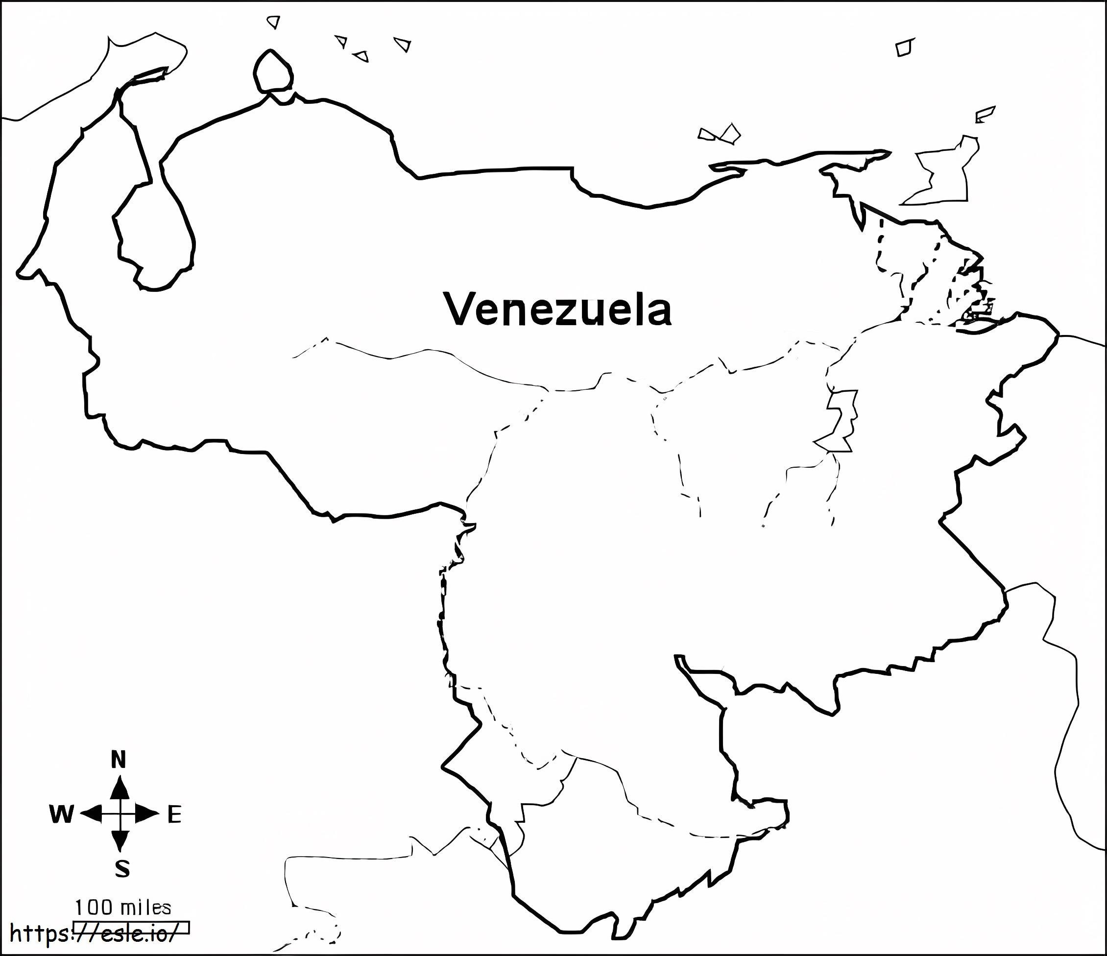 Ilmainen tulostettava Venezuelan HD-kartta väritystä varten värityskuva