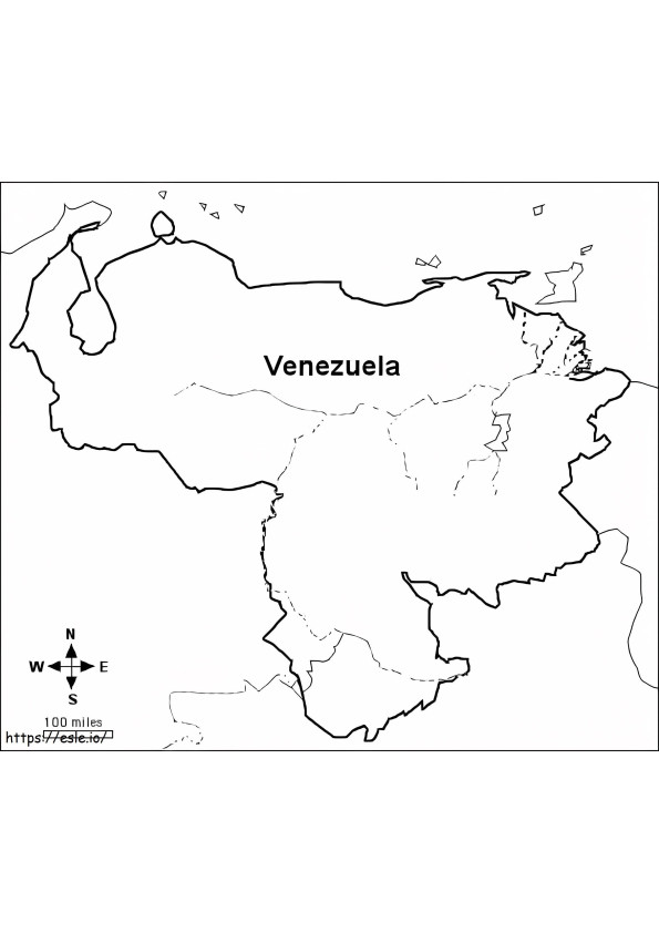 Darmowa mapa Wenezueli do druku w jakości HD do kolorowania kolorowanka