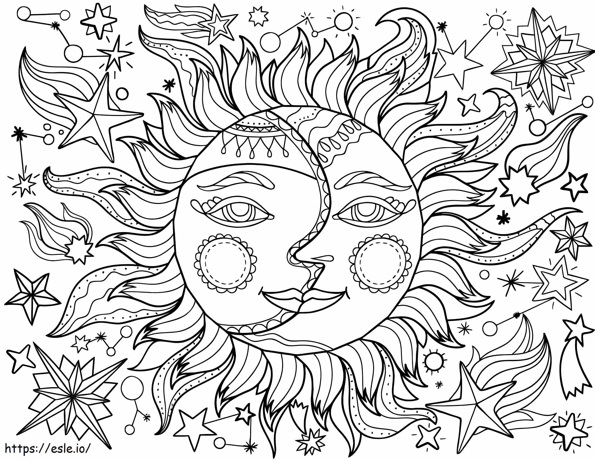 Free Sun And Moon Printable coloring page