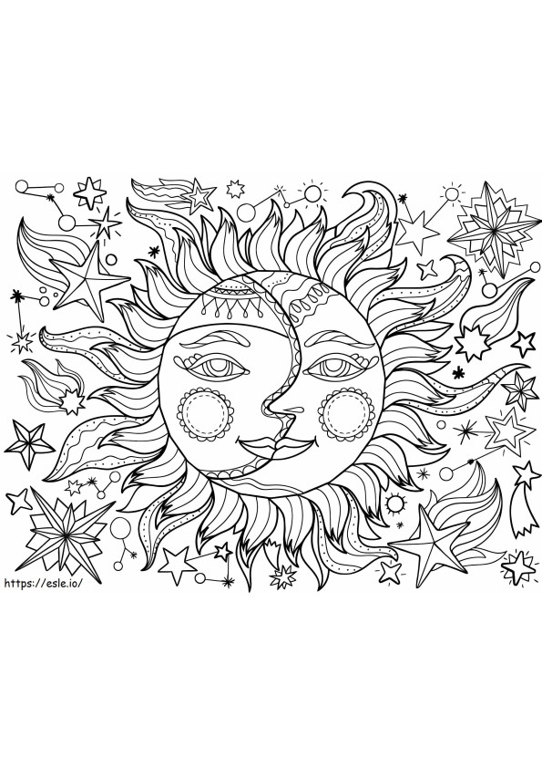 Sole e luna stampabili gratuitamente da colorare
