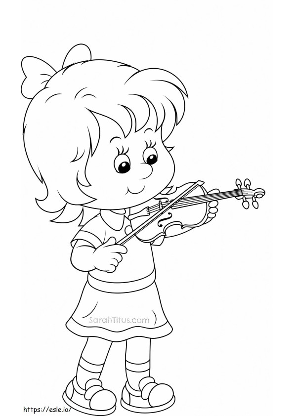 Coloriage Fille jouant du violon à imprimer dessin