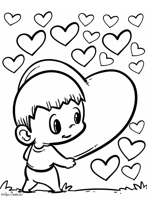 Baby Boy And Hearts coloring page