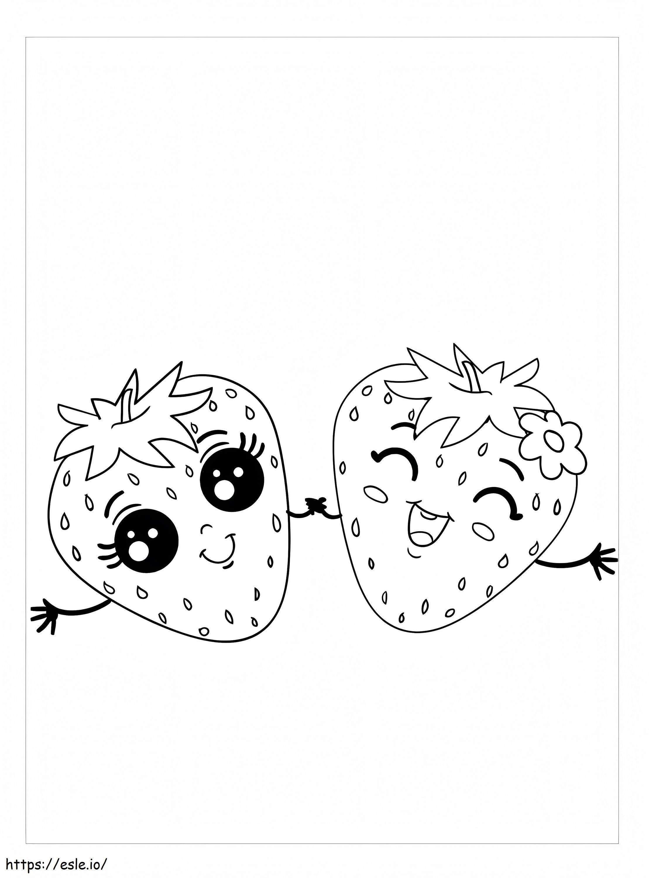 Two Cute Strawberries coloring page