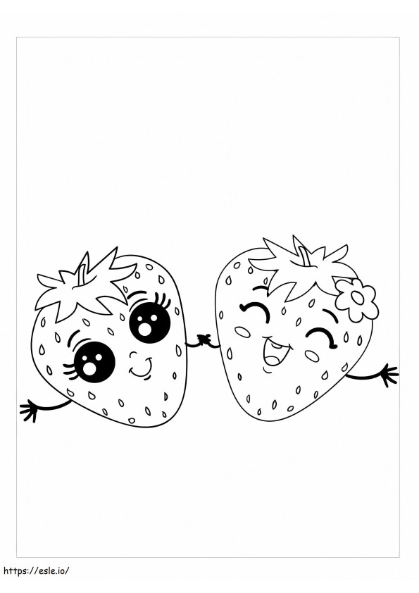 Two Cute Strawberries coloring page