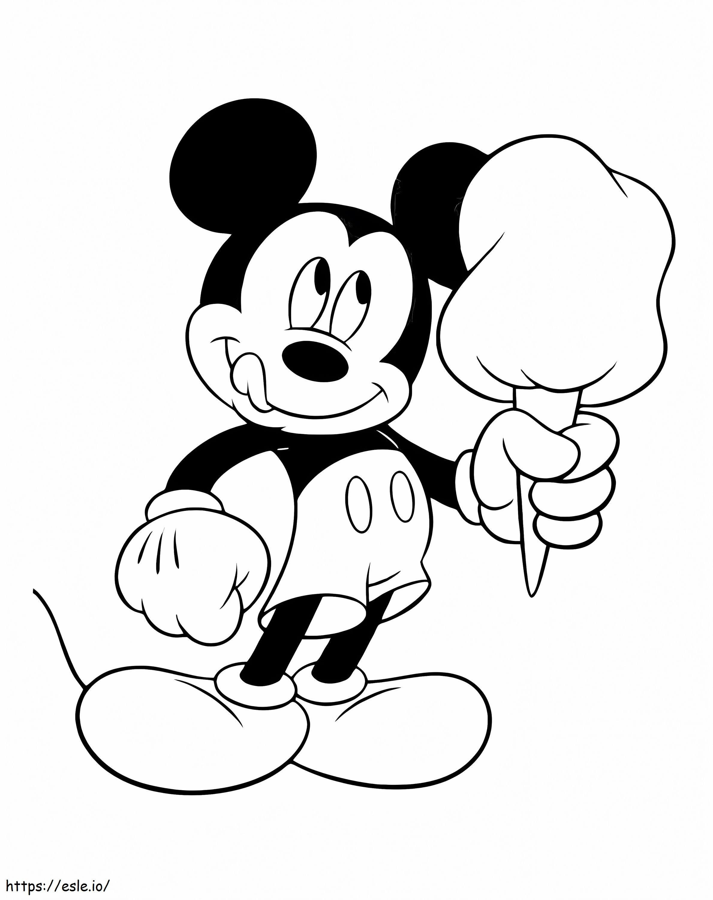 Mickey Mouse houdt suikerspin vast kleurplaat kleurplaat