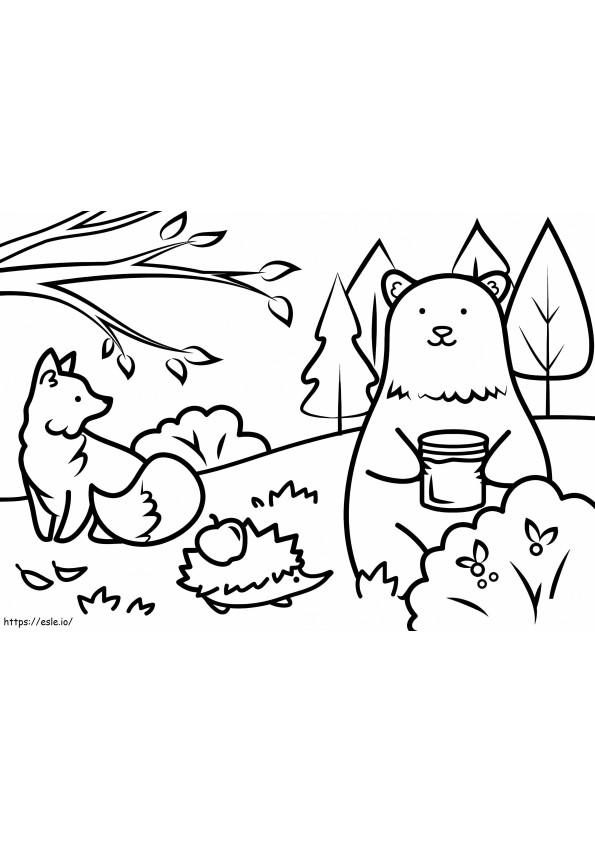 Autumn Animals coloring page