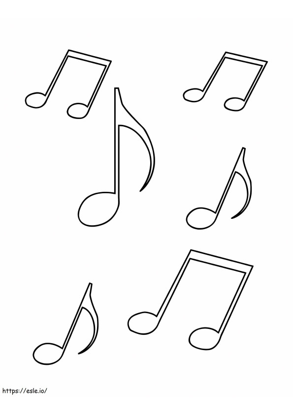 Basic Musical Notes coloring page