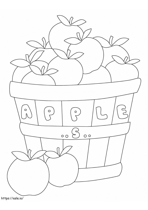 Una caja de manzanas y dos manzanas. para colorear