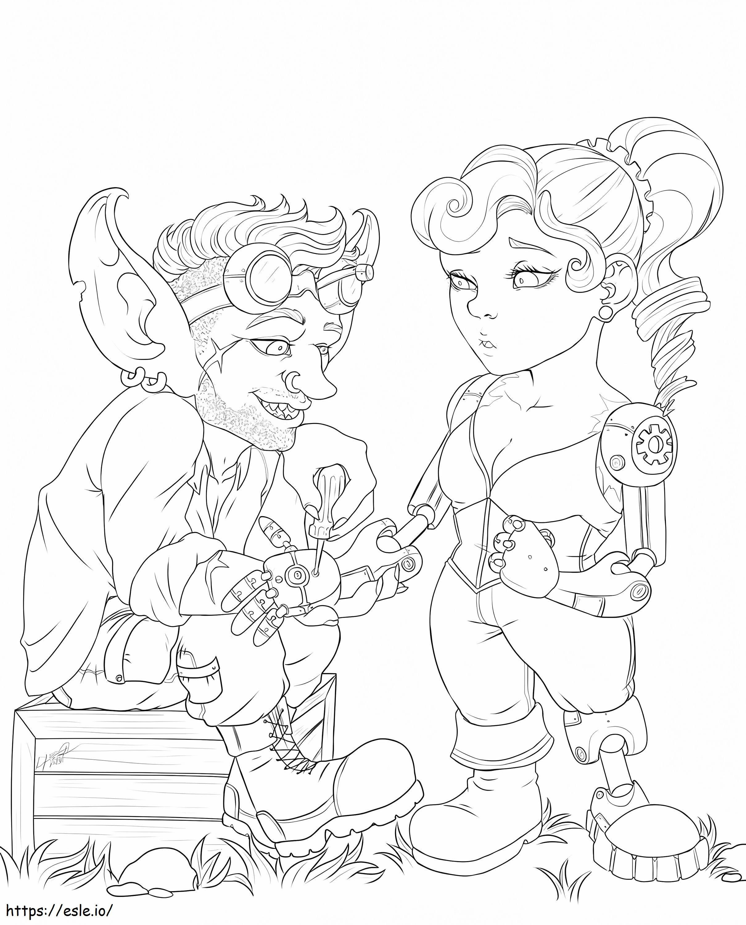 Mechagnome And Goblin coloring page