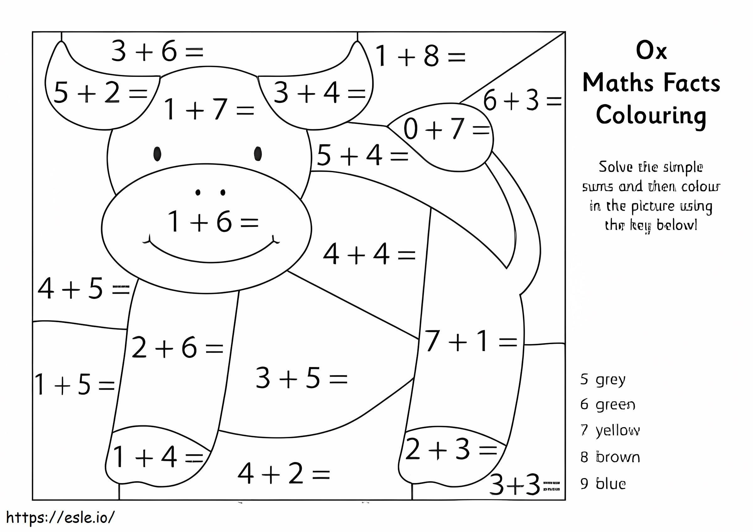 Hoja de trabajo de matemáticas del buey para colorear