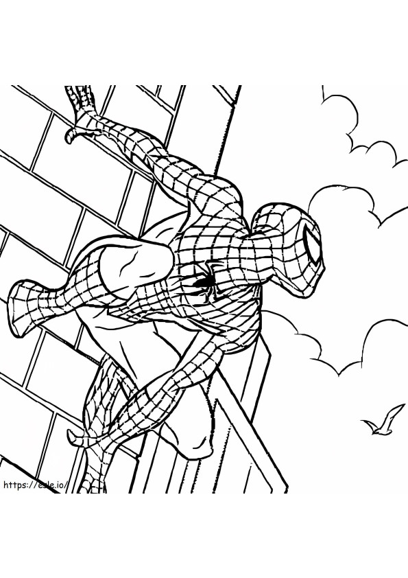 Spiderman katselee värityskuva