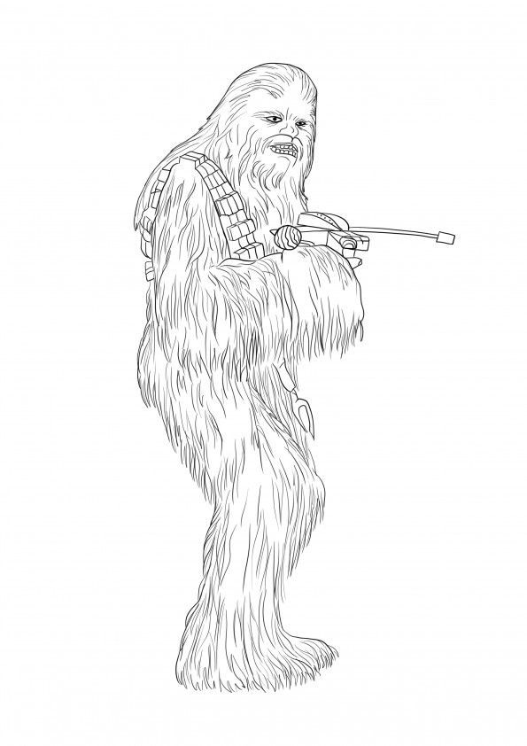 Chewbacca with bowcaster free printing and coloring for kids