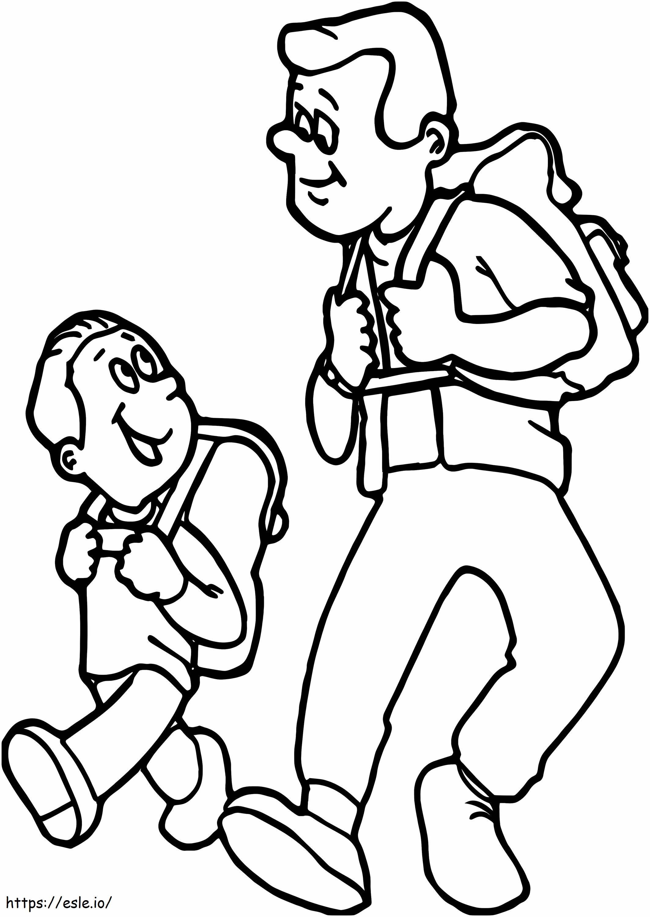 Walking Father And Son coloring page