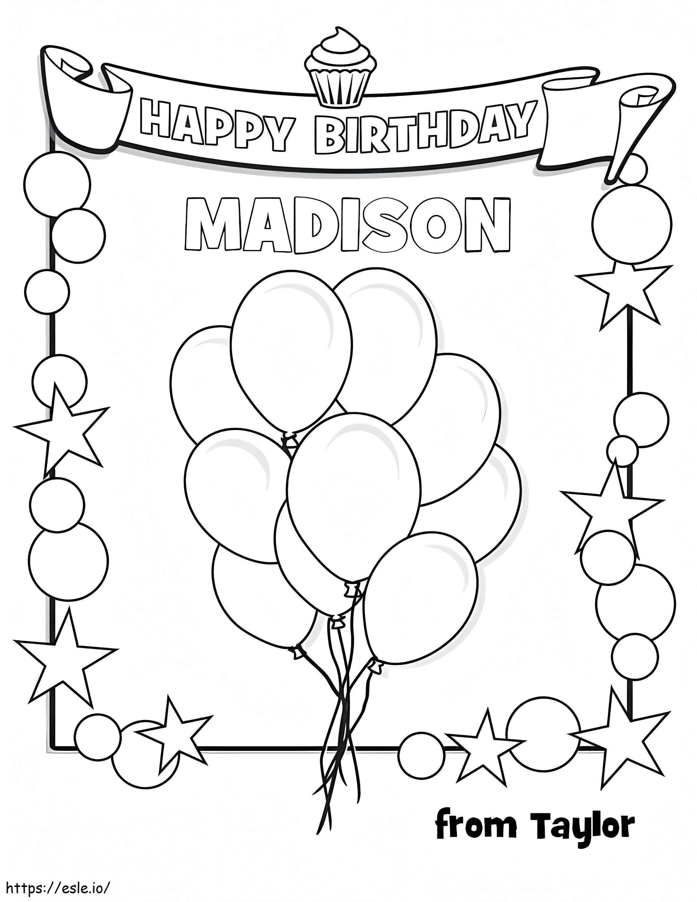 Happy Birthday Madison coloring page