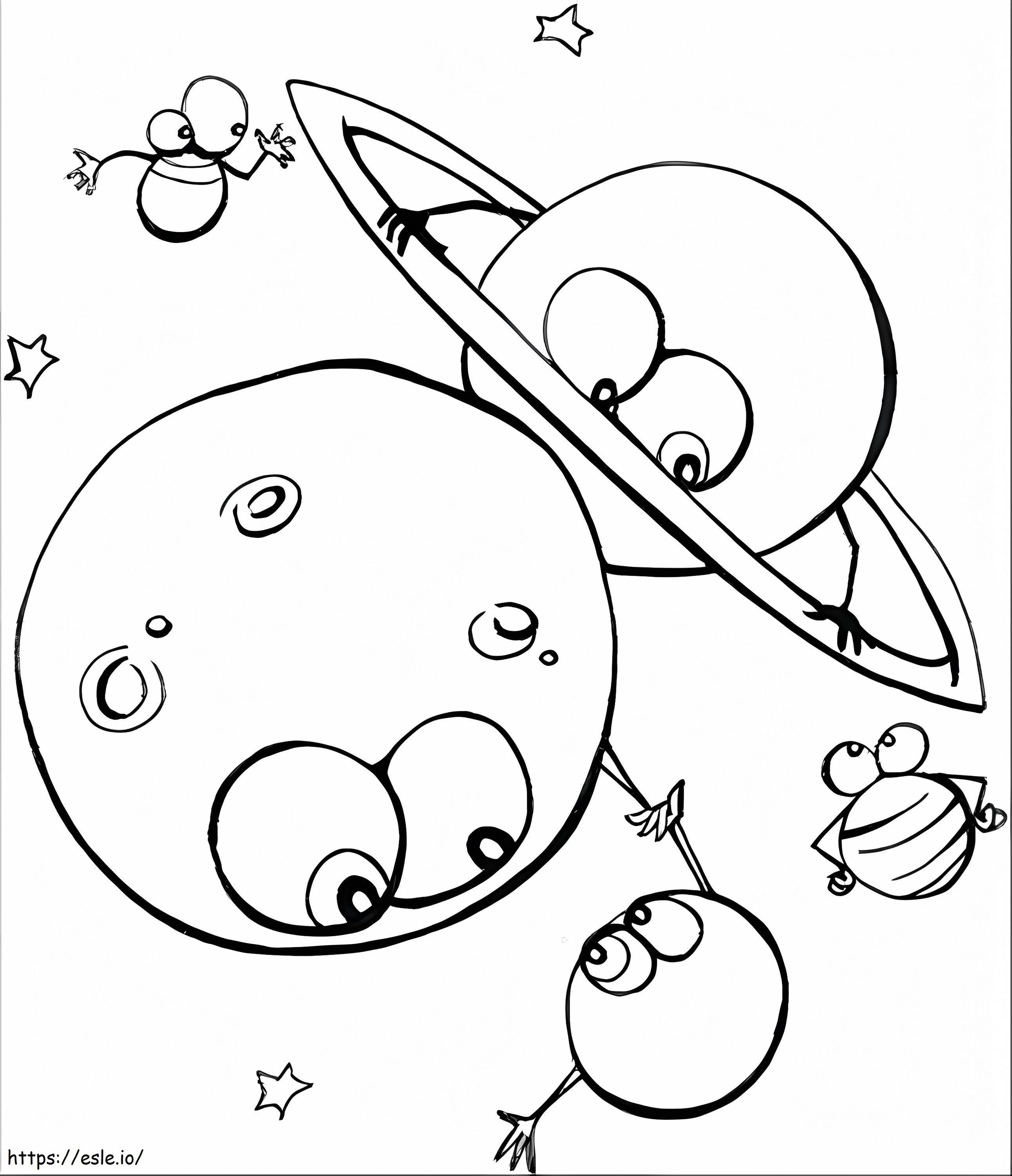 Desen animat cu planetele de colorat