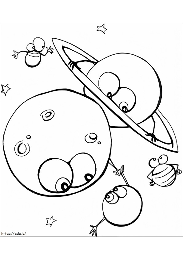 Coloriage Caricature des planètes à imprimer dessin